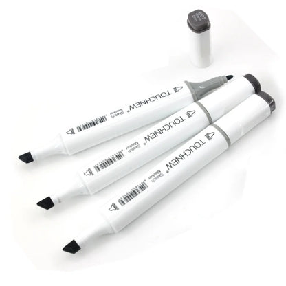 6Pcs Grey Colors Art Markers Double-Tip Sketch Markers Alcohol Based Ink Tones Art Supplies - ZOOMNSTORE