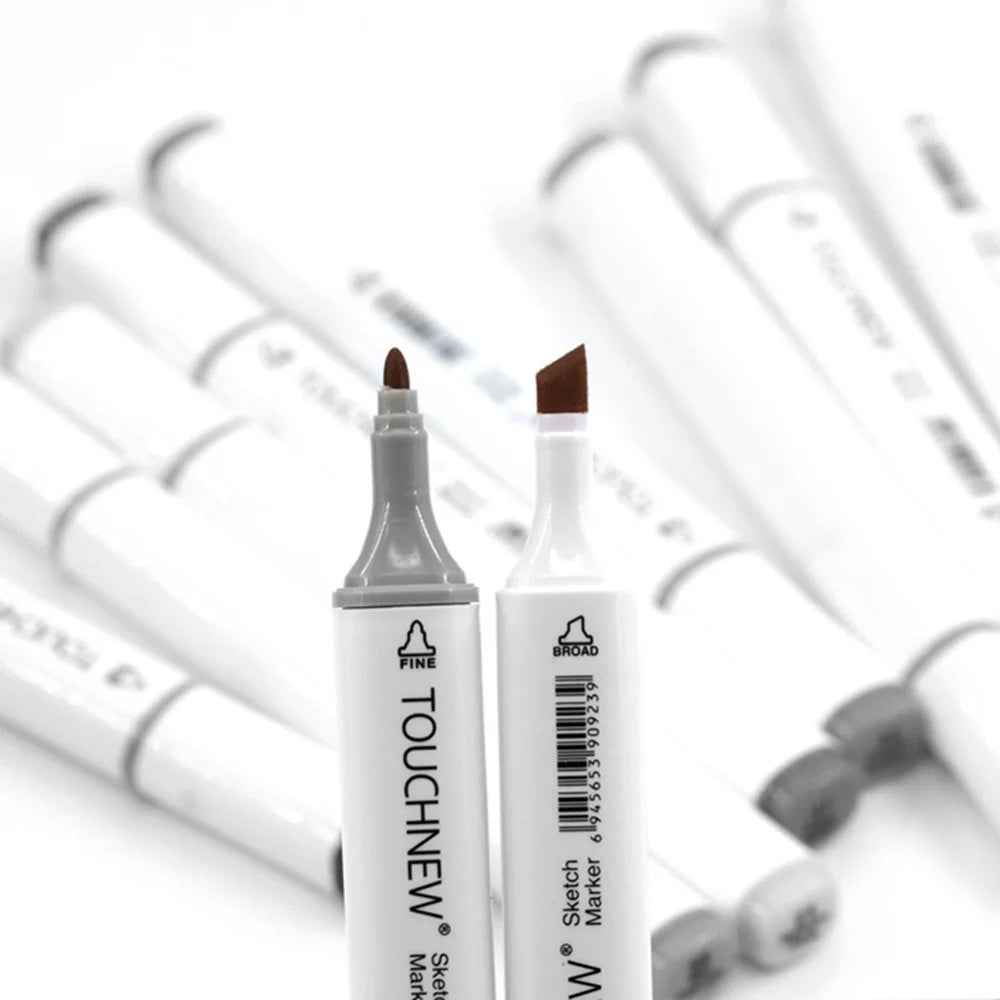 6Pcs Grey Colors Art Markers Double-Tip Sketch Markers Alcohol Based Ink Tones Art Supplies - ZOOMNSTORE