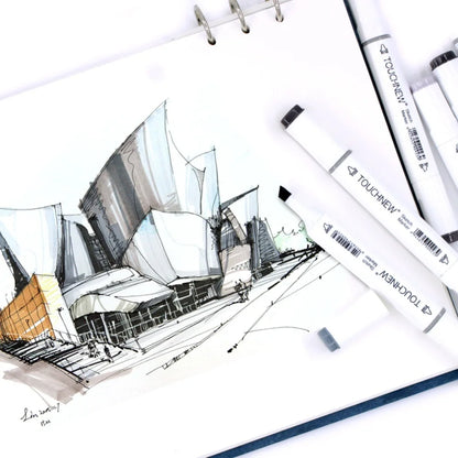 6Pcs Grey Colors Art Markers Double-Tip Sketch Markers Alcohol Based Ink Tones Art Supplies - ZOOMNSTORE