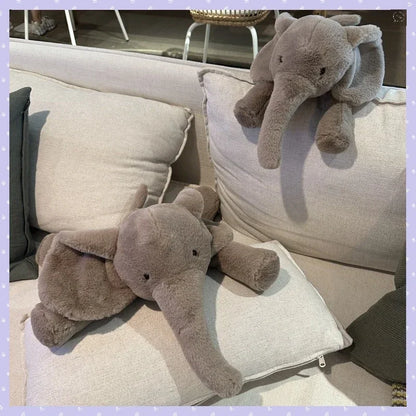 Soft Grey Elephant Plush Toy - Cute Stuffed Animal with Flappy Ears Hugging Pillow for Kids Xmas Gift - ZOOMNSTORE