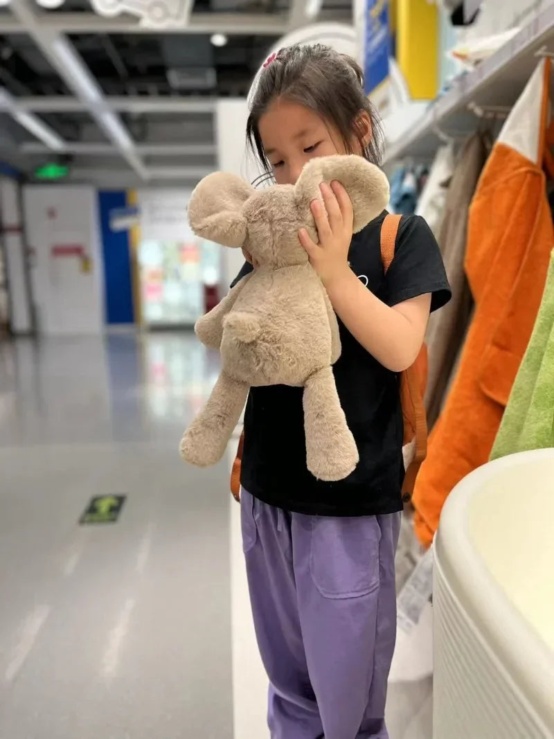 Soft Grey Elephant Plush Toy - Cute Stuffed Animal with Flappy Ears Hugging Pillow for Kids Xmas Gift - ZOOMNSTORE