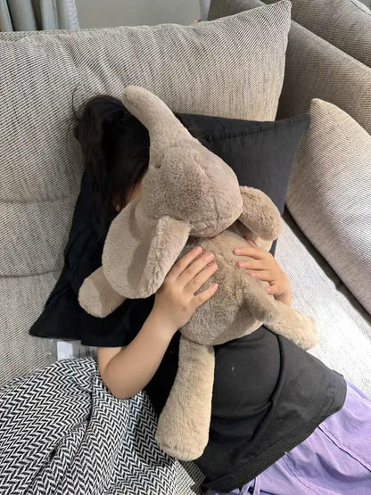 Soft Grey Elephant Plush Toy - Cute Stuffed Animal with Flappy Ears Hugging Pillow for Kids Xmas Gift - ZOOMNSTORE