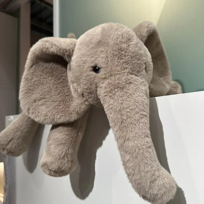 Soft Grey Elephant Plush Toy - Cute Stuffed Animal with Flappy Ears Hugging Pillow for Kids Xmas Gift - ZOOMNSTORE