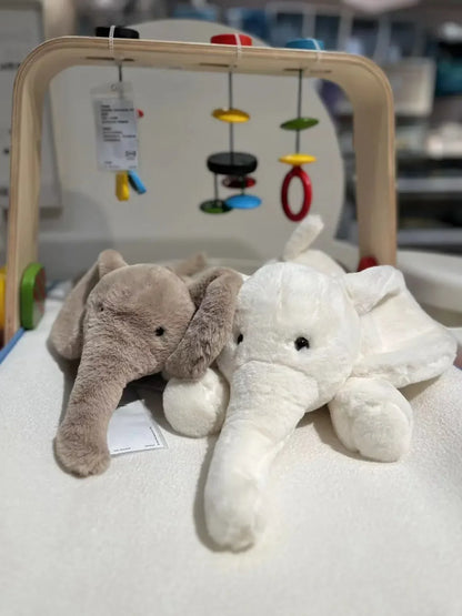 Soft Grey Elephant Plush Toy - Cute Stuffed Animal with Flappy Ears Hugging Pillow for Kids Xmas Gift - ZOOMNSTORE