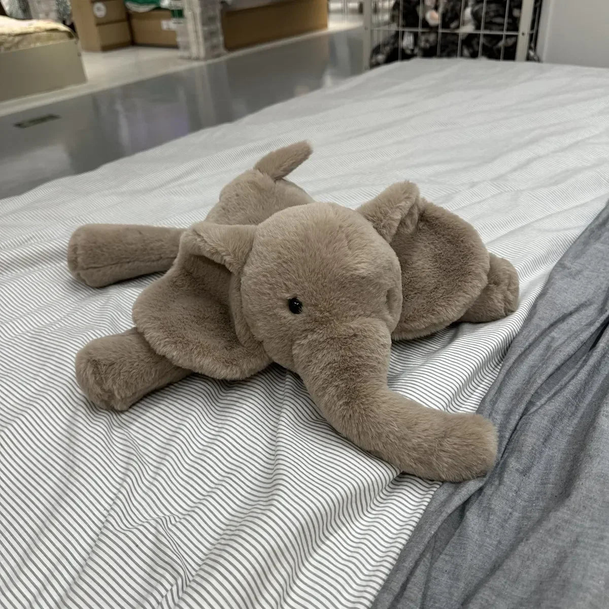 Soft Grey Elephant Plush Toy - Cute Stuffed Animal with Flappy Ears Hugging Pillow for Kids Xmas Gift - ZOOMNSTORE