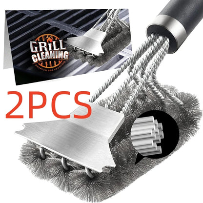 Grill Brush Stainless Steel Scraper Tool – Safe, Heat Resistant Deluxe Handle - ZOOMNSTORE