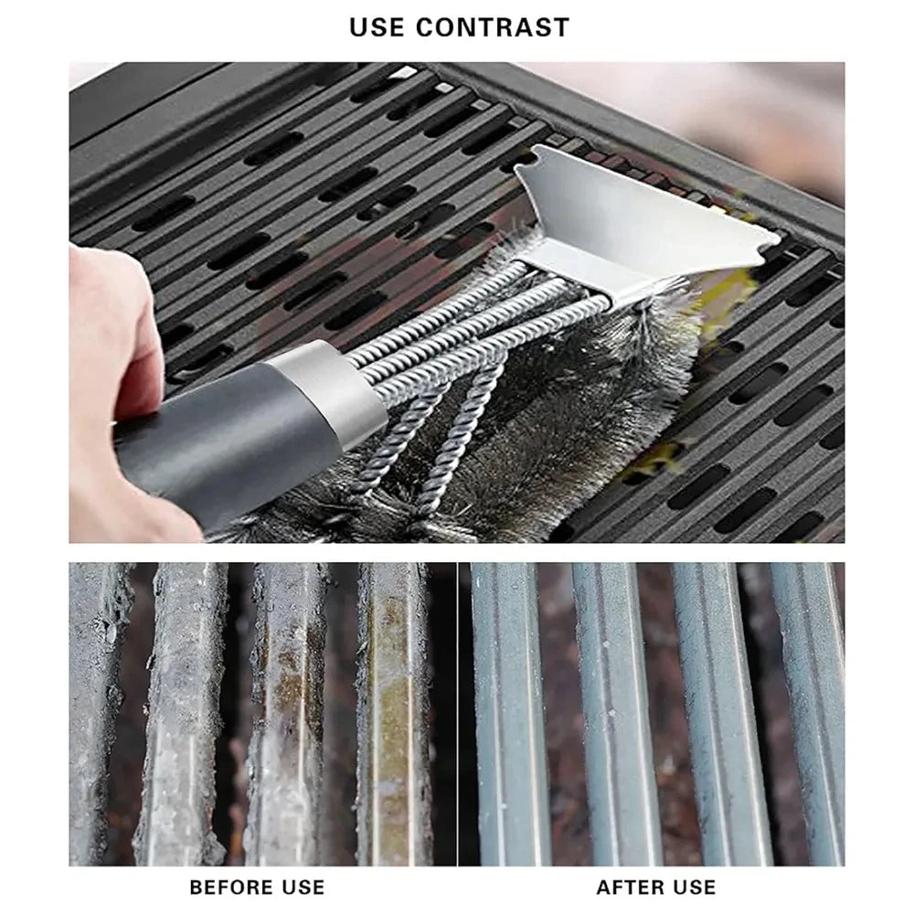 Grill Brush Stainless Steel Scraper Tool – Safe, Heat Resistant Deluxe Handle - ZOOMNSTORE