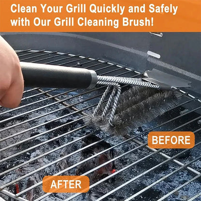 Grill Brush Stainless Steel Scraper Tool – Safe, Heat Resistant Deluxe Handle - ZOOMNSTORE