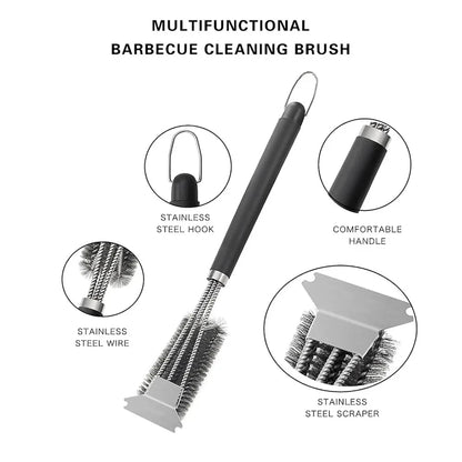Grill Brush Stainless Steel Scraper Tool – Safe, Heat Resistant Deluxe Handle - ZOOMNSTORE