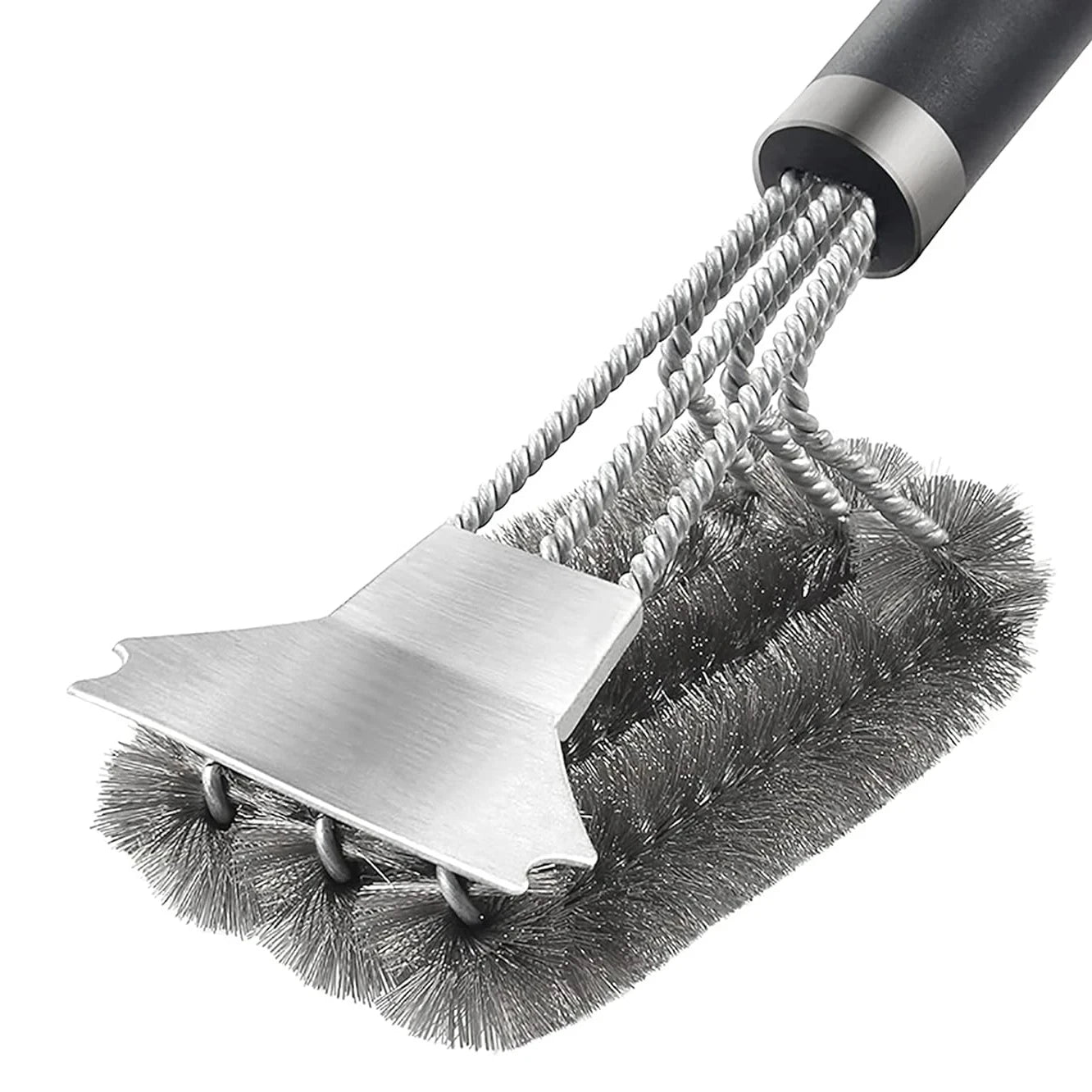 Grill Brush Stainless Steel Scraper Tool – Safe, Heat Resistant Deluxe Handle - ZOOMNSTORE