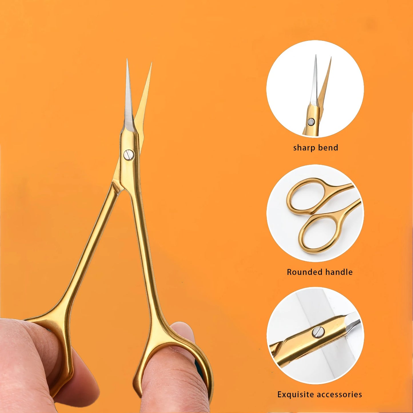 Grooming Scissors - Small Curved Stainless Steel Eyebrow & Manicure Tools for Women - ZOOMNSTORE