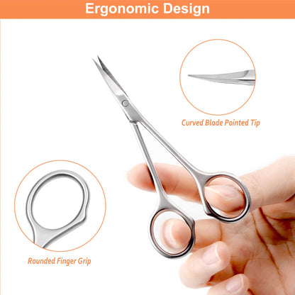 Grooming Scissors - Small Curved Stainless Steel Eyebrow & Manicure Tools for Women - ZOOMNSTORE