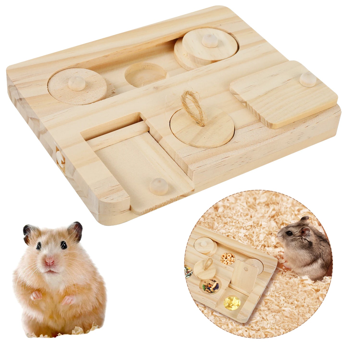 Guinea Pig Foraging Toy | Natural Wood Pet Treat Dispenser & Small Animal Enrichment Puzzle - ZOOMNSTORE