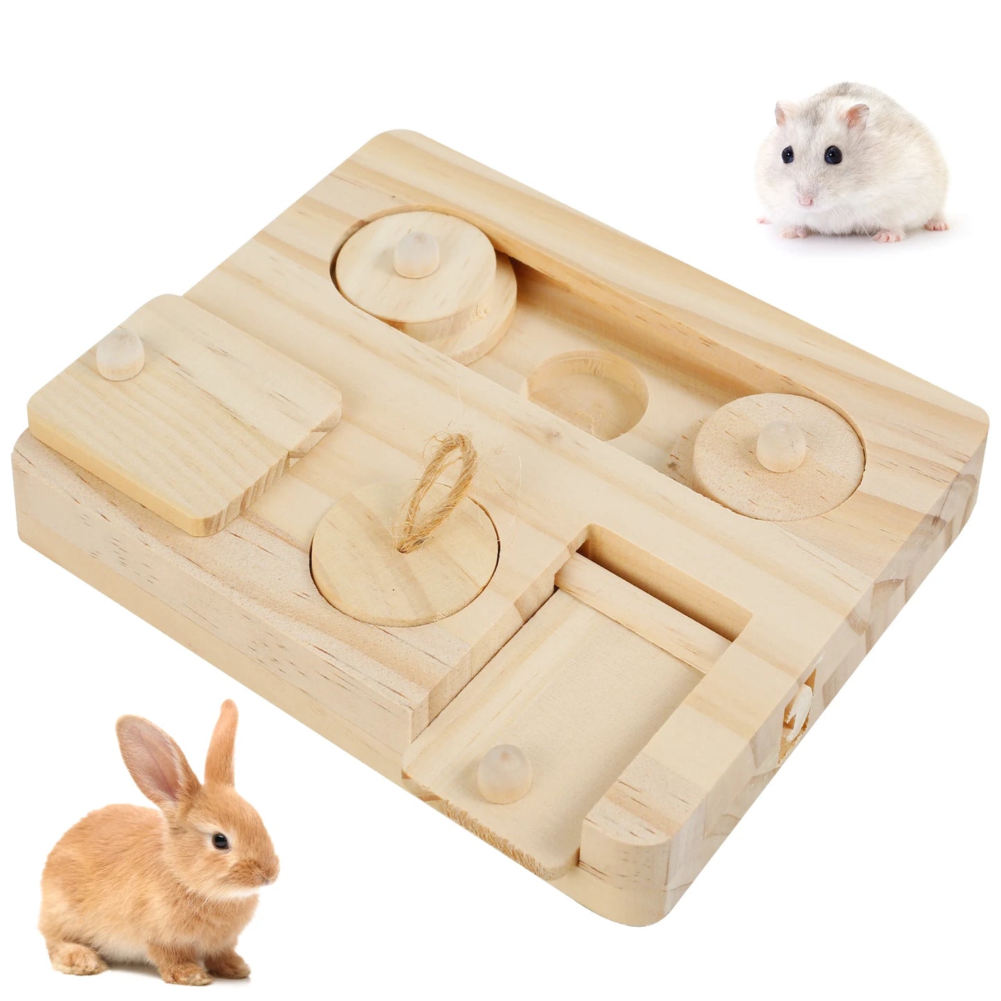 Guinea Pig Foraging Toy | Natural Wood Pet Treat Dispenser & Small Animal Enrichment Puzzle - ZOOMNSTORE
