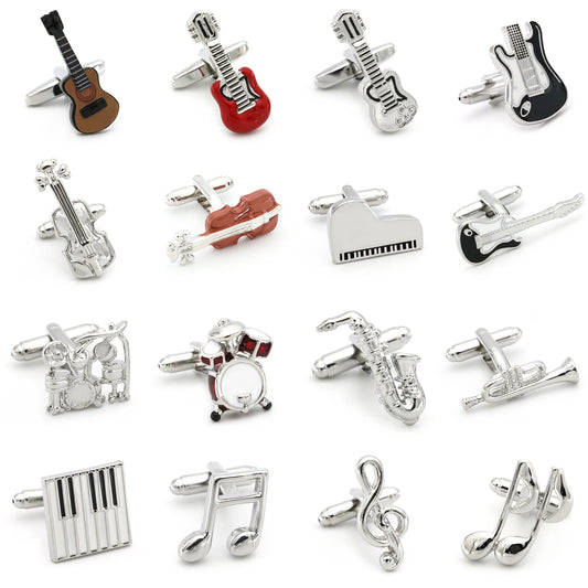 Guitar Cuff Links - Quality Brass Music Instrument Cufflinks for Men - ZOOMNSTORE