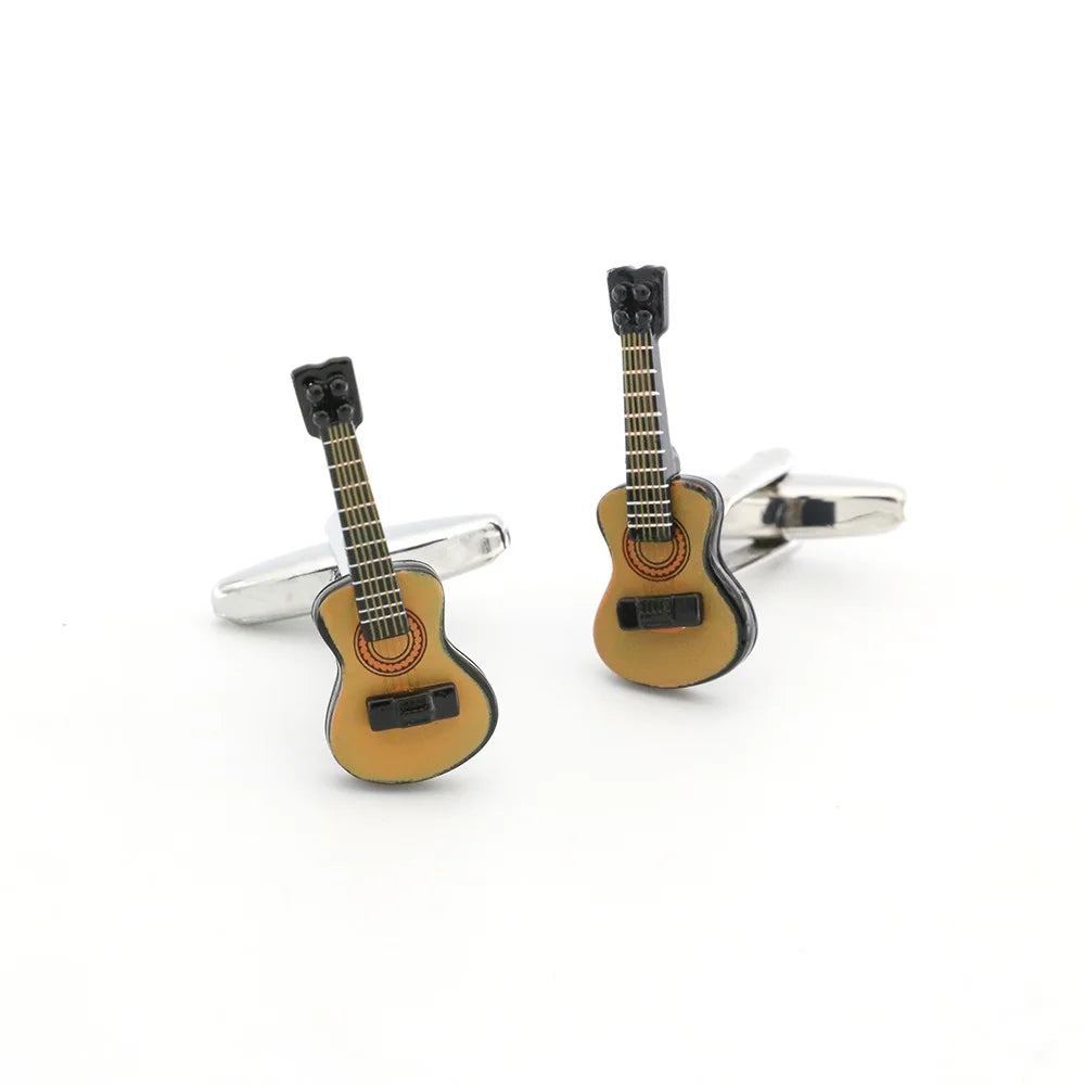 Guitar Cuff Links - Quality Brass Music Instrument Cufflinks for Men - ZOOMNSTORE