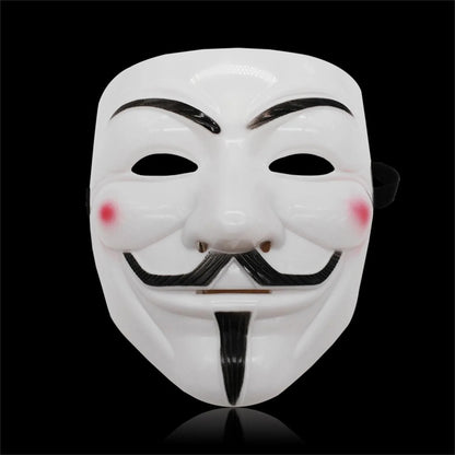 Guy Fawkes Mask Black/White Revolutionary Style Halloween Cosplay Face Cover Party Accessories - ZOOMNSTORE