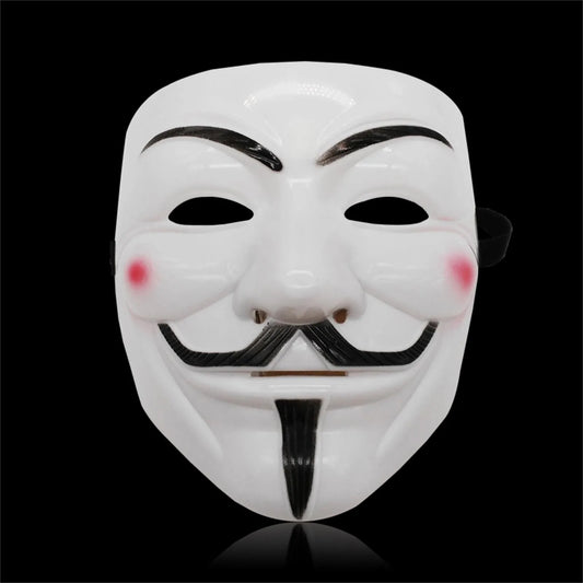 Guy Fawkes Mask Black/White Revolutionary Style Halloween Cosplay Face Cover Party Accessories - ZOOMNSTORE