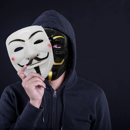 Guy Fawkes Mask Black/White Revolutionary Style Halloween Cosplay Face Cover Party Accessories - ZOOMNSTORE