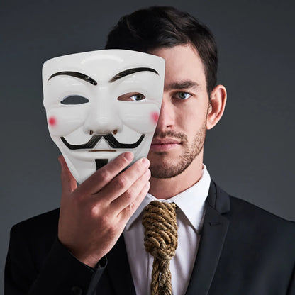 Guy Fawkes Mask Black/White Revolutionary Style Halloween Cosplay Face Cover Party Accessories - ZOOMNSTORE