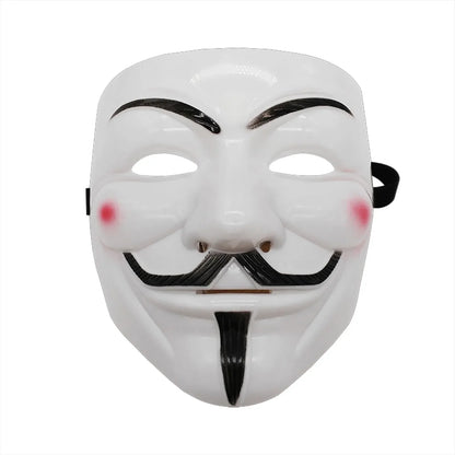 Guy Fawkes Mask Black/White Revolutionary Style Halloween Cosplay Face Cover Party Accessories - ZOOMNSTORE