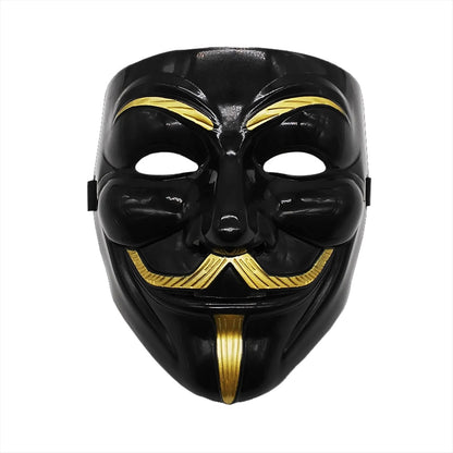 Guy Fawkes Mask Black/White Revolutionary Style Halloween Cosplay Face Cover Party Accessories - ZOOMNSTORE