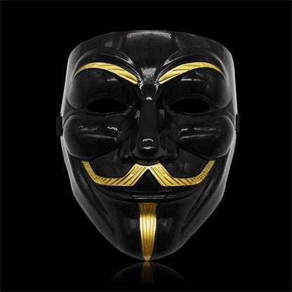Guy Fawkes Mask Black/White Revolutionary Style Halloween Cosplay Face Cover Party Accessories - ZOOMNSTORE