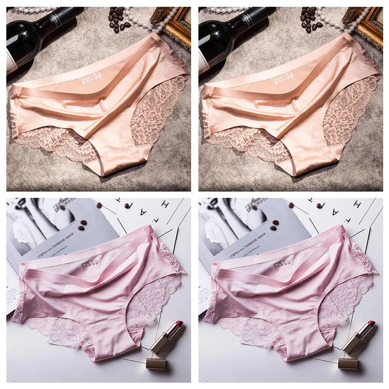 TEXIWAS 4pcs/lot Lace Panties Women Seamless Ladies Underwear Lace Briefs Sexy Panties for Women Comfort Lingerie Plus Size