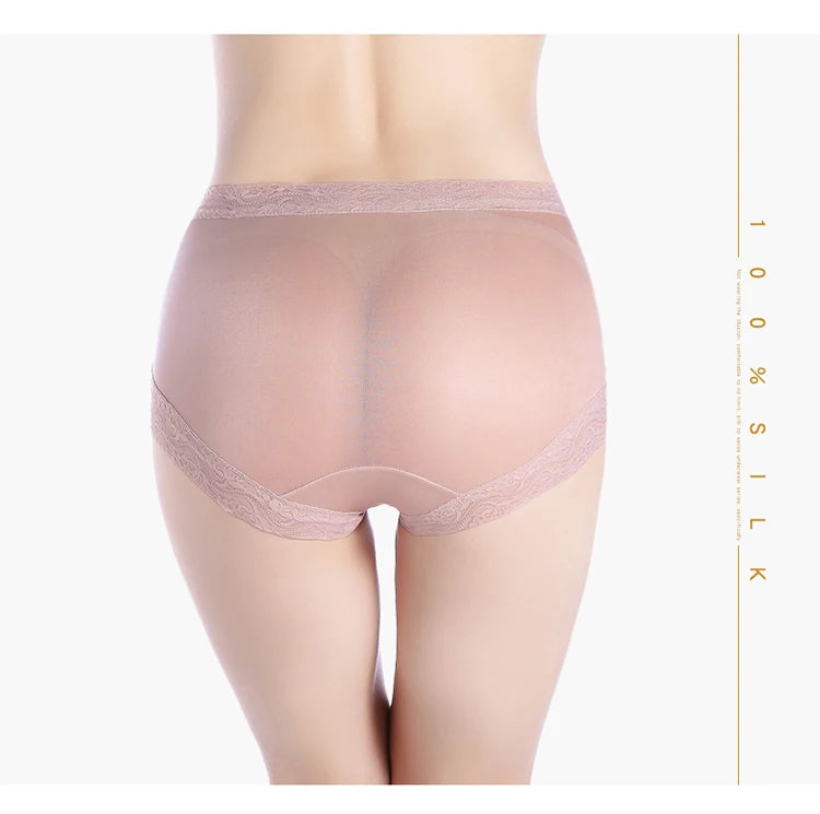 Natural silk high waist Briefs big plus size underwear women transparent seamless woman panties bragas mujer panty