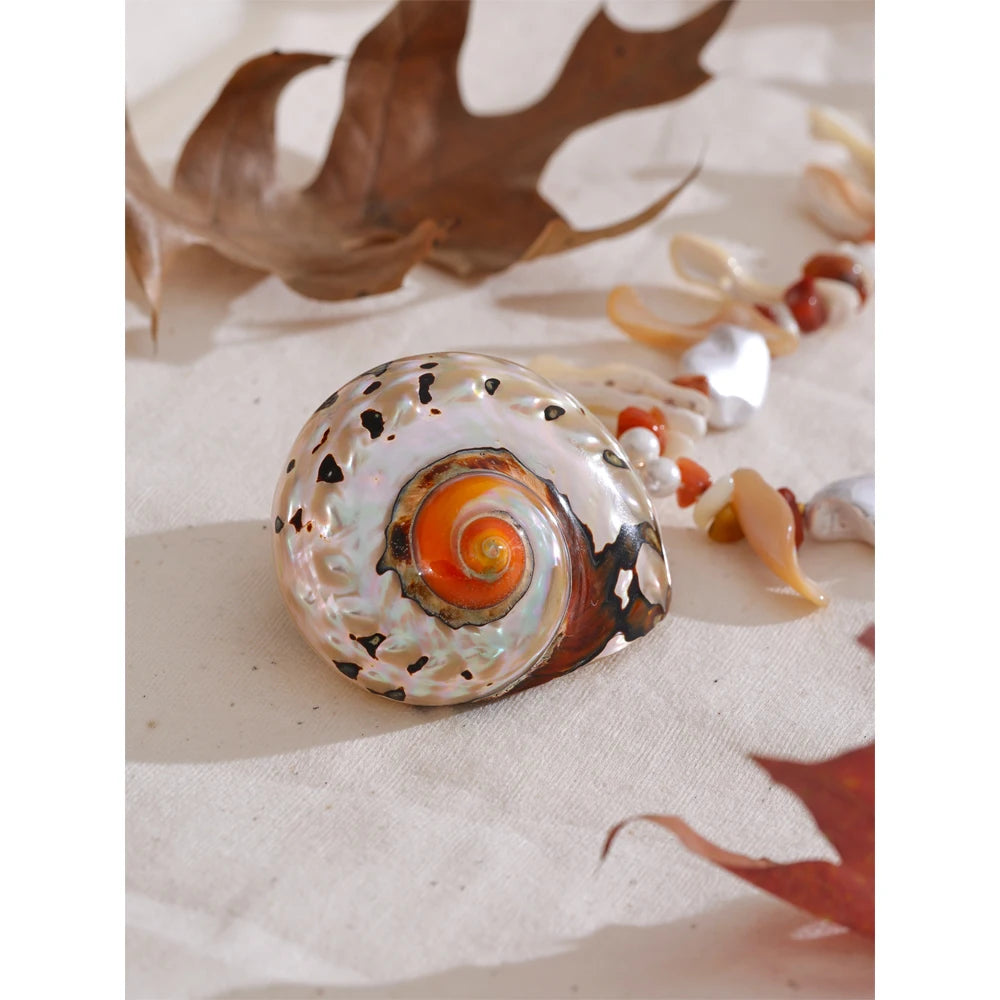 Natural Baroque Pearl Conch Pendant Necklace - Handmade Beach Jewelry for Women with Gift Box - ZOOMNSTORE