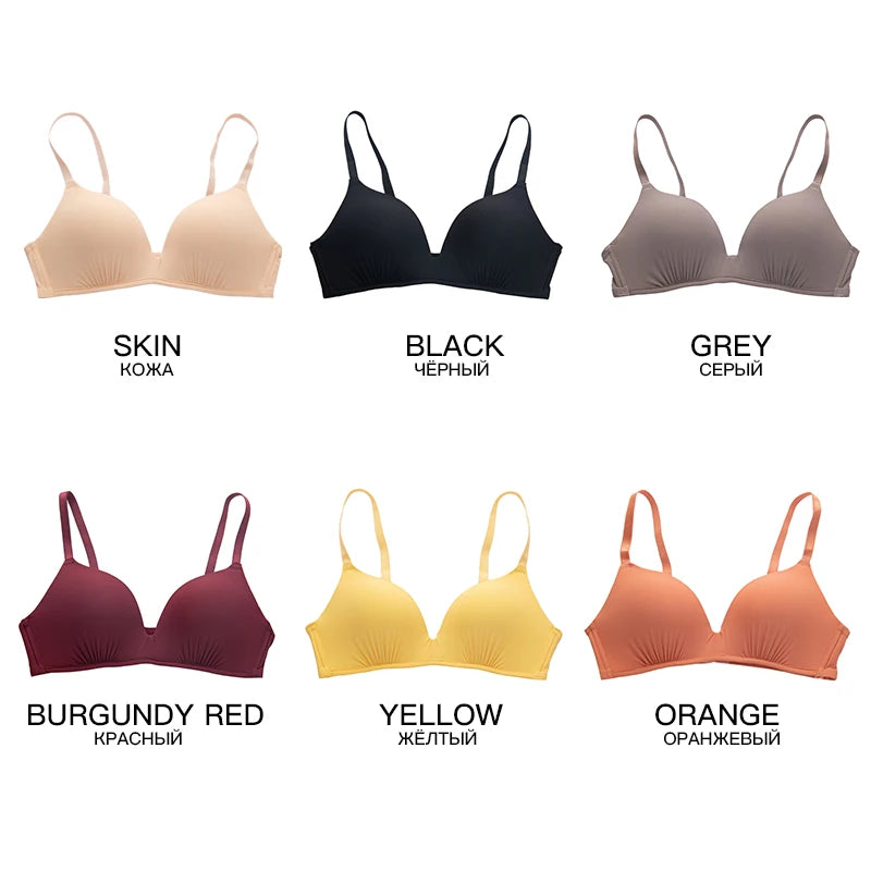 Seamless Push Up Bras - Wire Free A B Cup Bra With Adjustable Straps