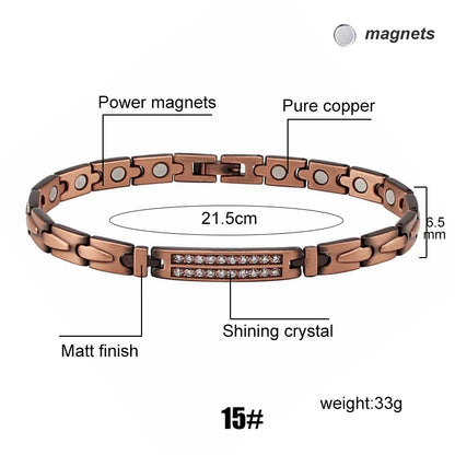 Vintage Copper Magnetic Bracelets For Women Pain Relief Pure Copper Adjustable Bio Energy Blood Pressure Accessory Bracelet