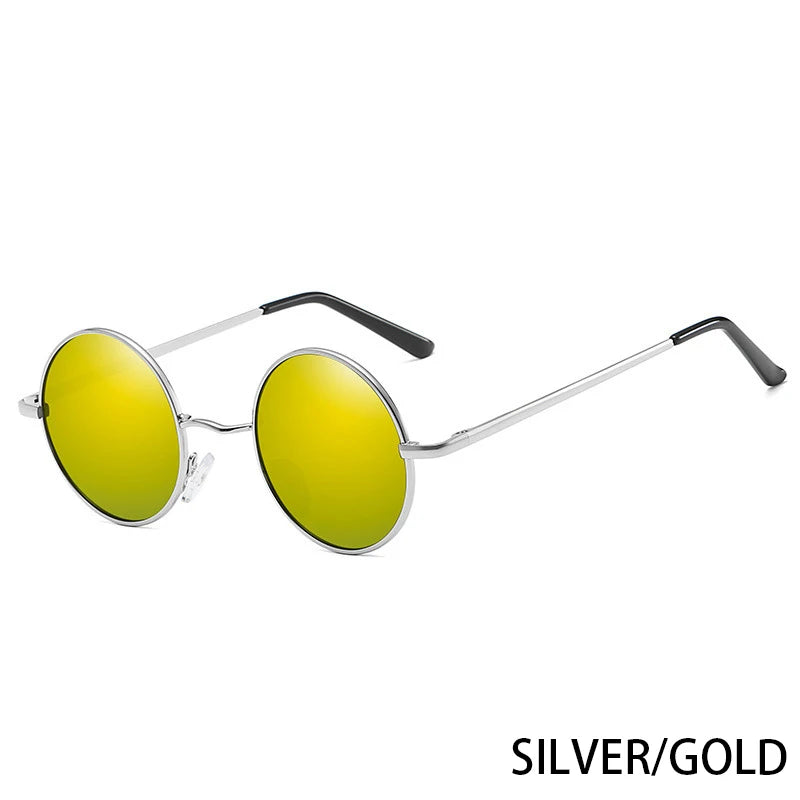 Polarized Round Sunglasses - Retro Metal Frame UV400 Protection Glasses for Driving & Fishing