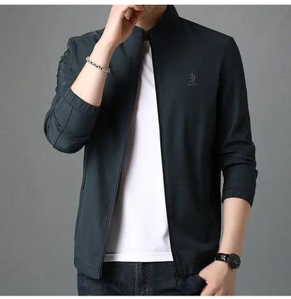 Top Quality New Brand Casual Fashion Stand Collar Streetwear Mens Coats And Jackets Zipper Windbreaker Simple Mens Clothes 2025