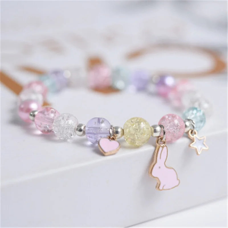 Cute Popcorn Beads Bracelet - Friendship Jewelry for Girls with Star Moon Cloud and Flower Accents