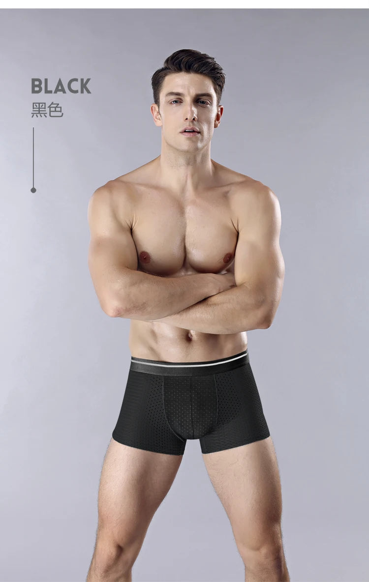 8pcs/Lot Men's Panties Ice Silk Male Underpants Breathable Summer Man Shorts Boxers Underwear Homme Bamboo Hole Large Size L-5XL