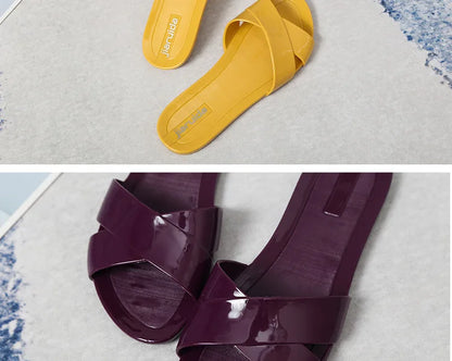 Size 36-41 Women's Sandals Slippers Summer Zapatos Mujer Flat Shoes Mules Clogs Female Peep Toe Soft Bottom Non-Slip Chaussures