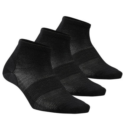 Merino Wool Athletic Socks - No Show Ankle Breathable Mesh, Toe Heel Reinforcement