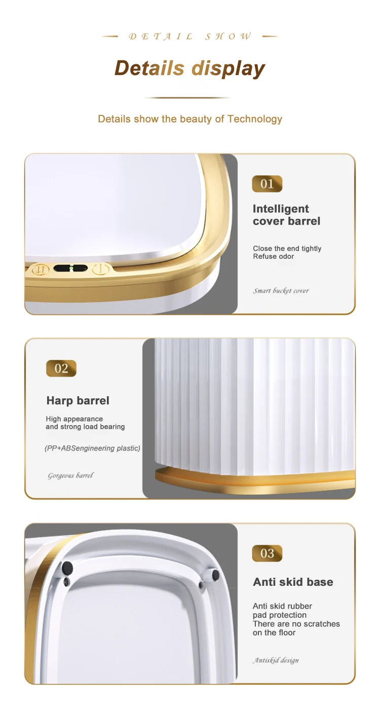 Smart Home Automatic Sensor Trash Can - Waterproof Kitchen Bathroom Wastebasket