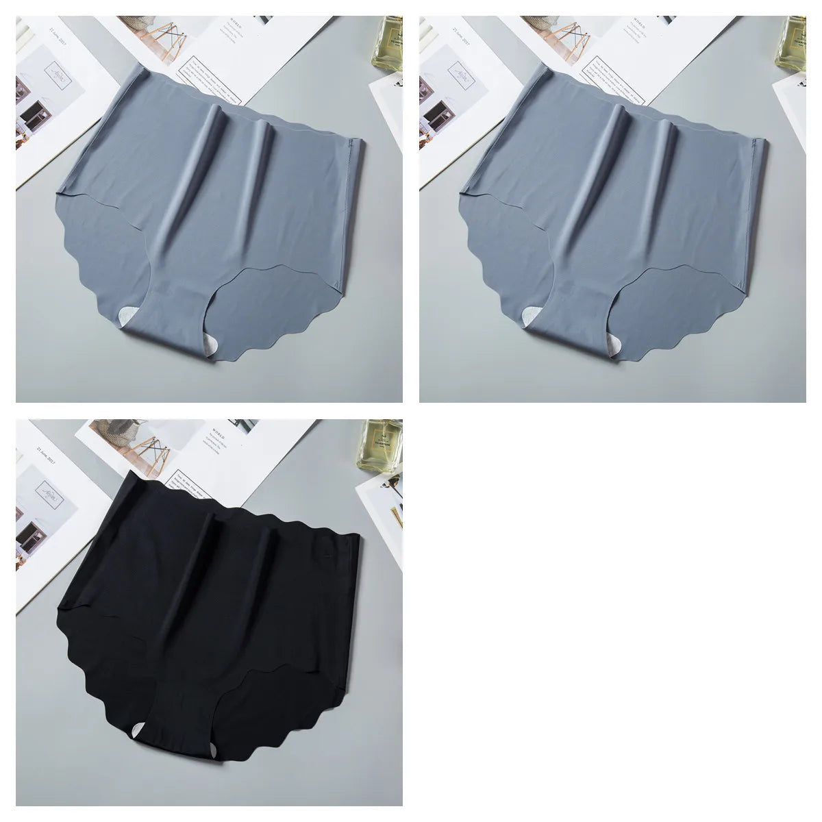 3Pcs/Set Ice Silk Panties Women Hip Lift Briefs Seamless Underwear Female High Waist Panties M-XXL Underpants Invisible Lingerie