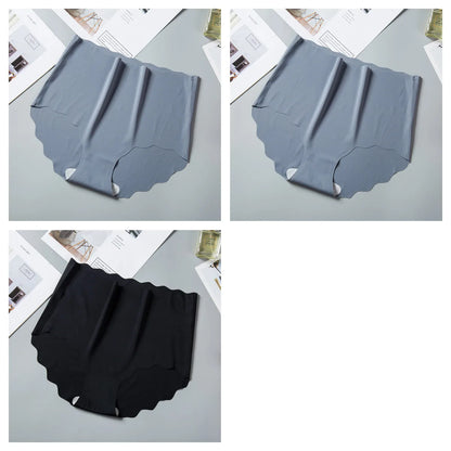 3Pcs/Set Ice Silk Panties Women Hip Lift Briefs Seamless Underwear Female High Waist Panties M-XXL Underpants Invisible Lingerie