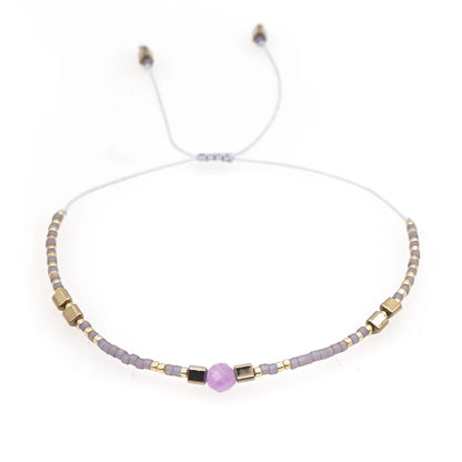 Boho Semi-Precious Stone Bracelet - Amber  Black Gallstone Fashion Gift for Women - ZOOMNSTORE
