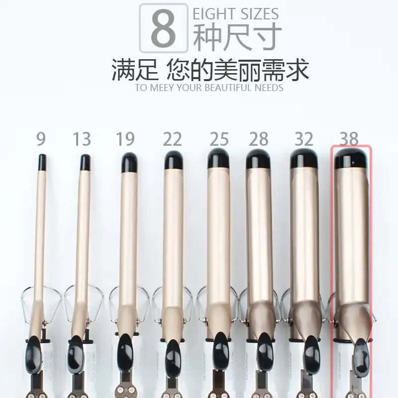 Ceramic Hair Curler - Professional 9mm to 38mm Wand with Tourmaline Barrel & LCD Display
