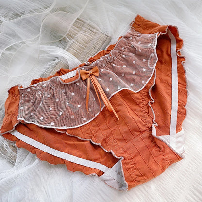 Women's Cotton Panties Large Sizes Sexy Lace Ruffles Bow Sweet Cute Panties Plus Size Female Underwear Cotton Briefs 6XL 7XL