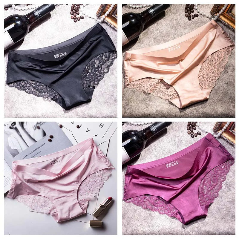 TEXIWAS 4pcs/lot Lace Panties Women Seamless Ladies Underwear Lace Briefs Sexy Panties for Women Comfort Lingerie Plus Size