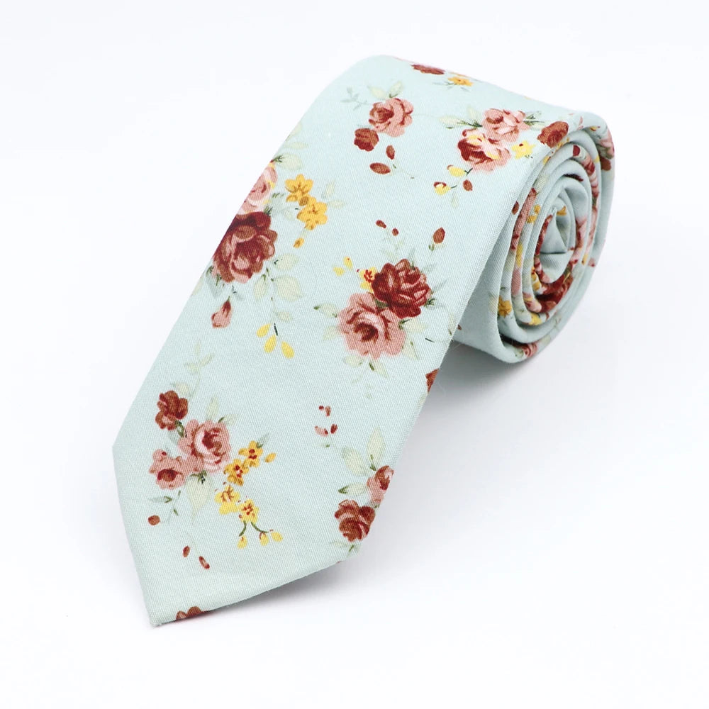 Floral Cotton Tie - Elegant Paisley Necktie for Men  Women