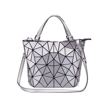 Luminous Shoulder Bag – Quilted Geometric Handbag With Three Straps & Zipper Closure