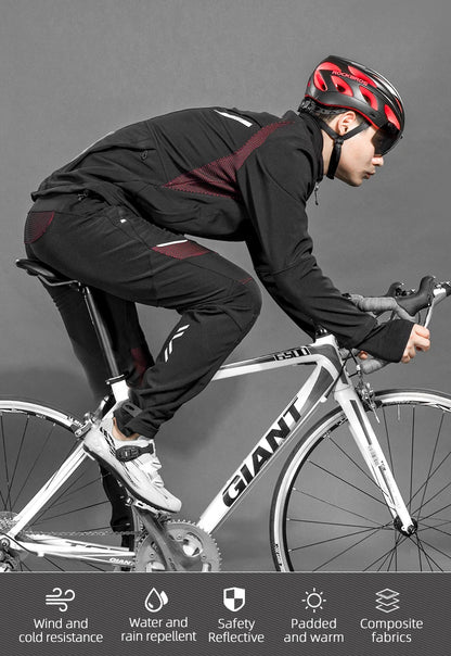 Winter Cycling Jersey - Thermal Cycling Wear Windproof Suit for Men Women | Reflective Bike Clothing