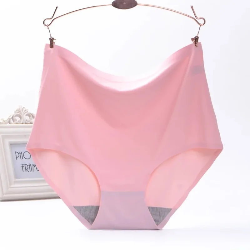 Women's underwear ice silk High waist Seamless Panties soft Lingerie Slimming Abdomen In Hip Lift plus size Breathable Briefs