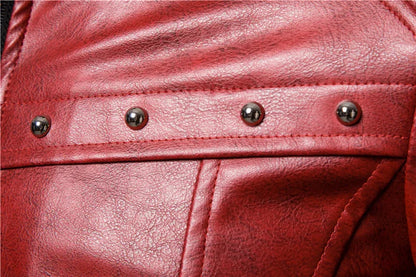 New Winter Fleece Motorcycle Leather Jacket Men Turn Down Fur Collar Slim Fit Warm PU Bomber Jackets Coats Mens Moto Biker Coat